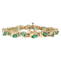Yellow Gold Emerald Link Bracelet 6 1/2" - 14k Pear 4.50ctw