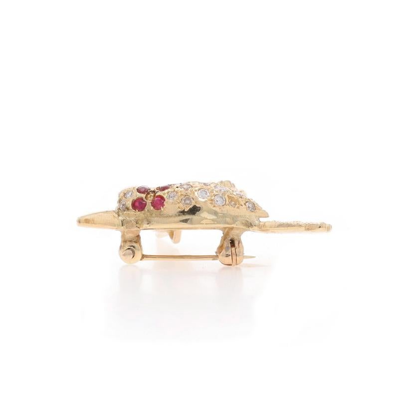Round Cut Yellow Gold Emerald Ruby Diamond Hummingbird Brooch/Pendant 14k Round .51ctw Pin