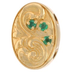 Yellow Gold Emerald Slide Charm Slide Charm - 14k Round .12ctw Scroll