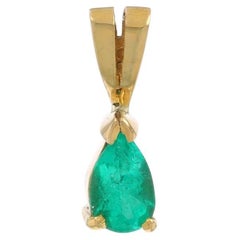 Gelbgold Smaragd Solitär-Anhänger - 18k Birne .46ct