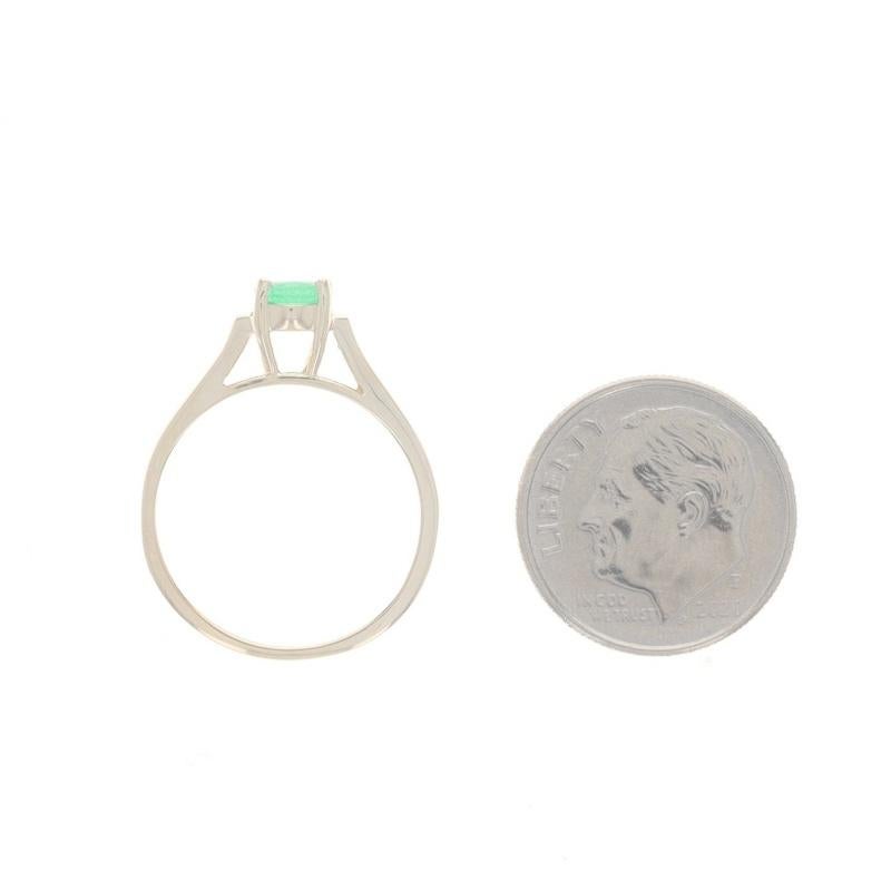 Yellow Gold Emerald Solitaire Ring - 10k Oval .85ct Cathedral For Sale 1