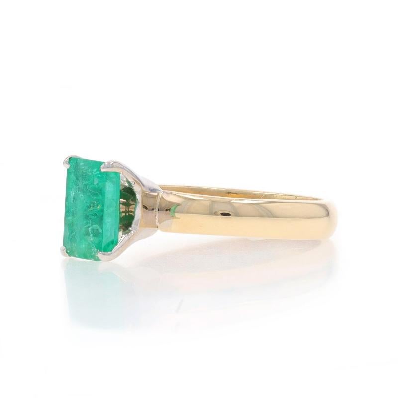 Women's Yellow Gold Emerald Solitaire Ring - 14k Emerald Cut 1.70ct