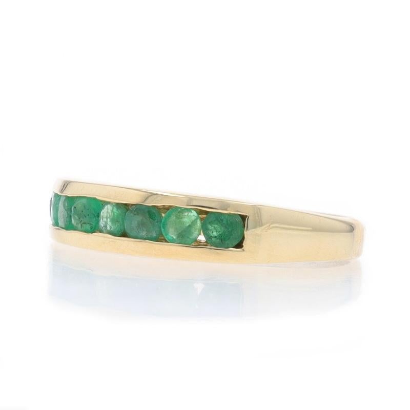 Yellow Gold Emerald Stack Band -14k Rnd .56ctw Channel Set Wedding Ring Sz 6 1/4 In Excellent Condition In Greensboro, NC