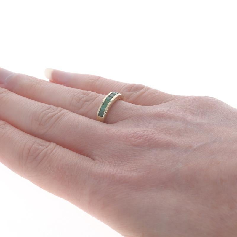 Women's Yellow Gold Emerald Stack Band -14k Rnd .56ctw Channel Set Wedding Ring Sz 6 1/4