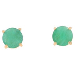 Gelbgold Smaragd-Ohrstecker - 14k rund 1,60ctw durchbohrt