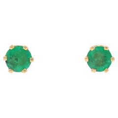 Boucles d'oreilles émeraude en or jaune - 14k Round .60ctw Pierced