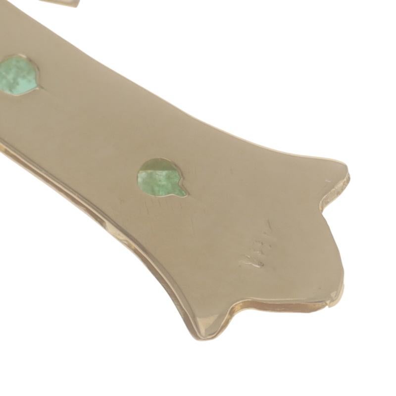 Donna Ciondolo a forma di croce con smeraldo in oro giallo - Perla e smeraldo da .54ctw Fede 18k in vendita