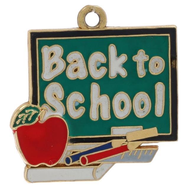Yellow Gold Enamel Back to School Charm - 14k Teacher Educator