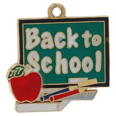 Yellow Gold Enamel Back to School Charm - 14k Teacher Educator