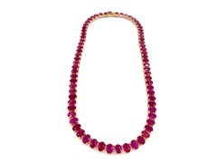 Endless Oval Ruby Necklace in Yellow Gold