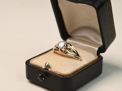 Yellow Gold Engagement Ring. Antique 0.60ct Old European Cut Diamond Ring H SI2
