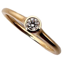 Yellow Gold Engagement Ring with Brilliant Cut Diamond Fvs 0.11 ct