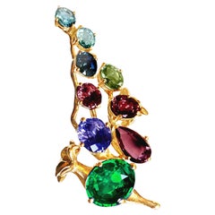Yellow Gold Engagement Ring with Four Carats GIA Certified Transperent Tsavorite