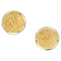 Yellow Gold English Sovereign Coin Earrings