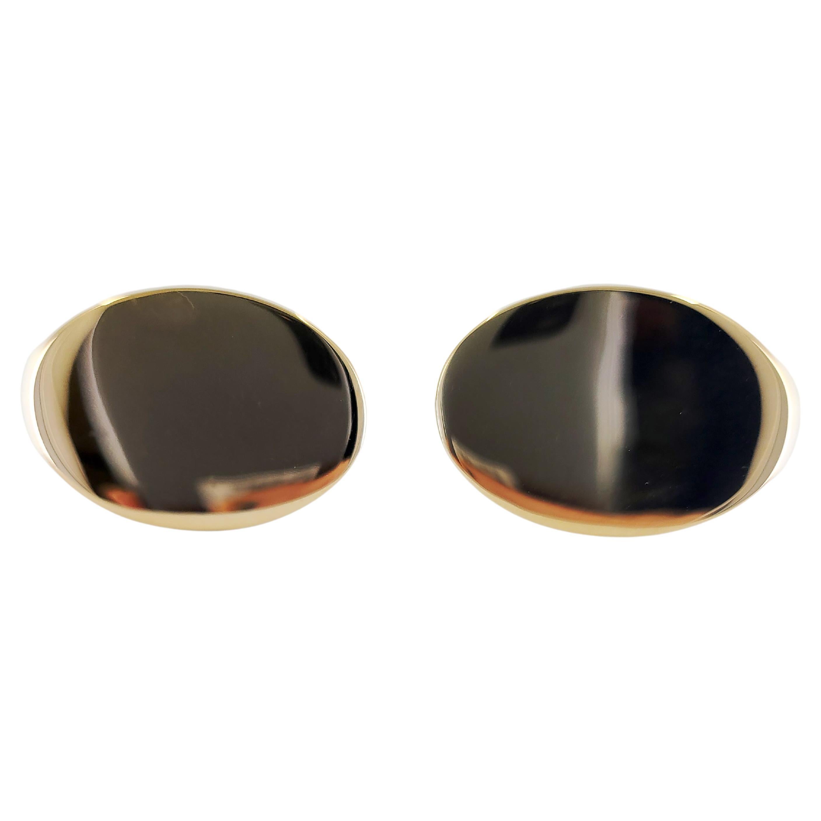 Yellow Gold Engravable Oval Cufflinks