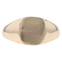 Yellow Gold Engravable Signet Ring - 10k Brushed Square