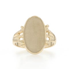 Bague chevalière en or jaune gravée - 14k Oval