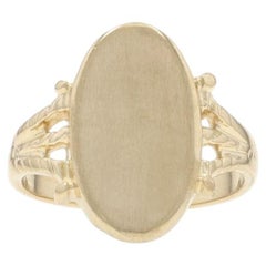 Bague chevalière en or jaune gravée - 14k Oval
