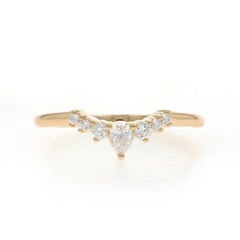 Yellow Gold Enhancer Band - 14k Pear & Round Brilliant .25ctw Guard Ring