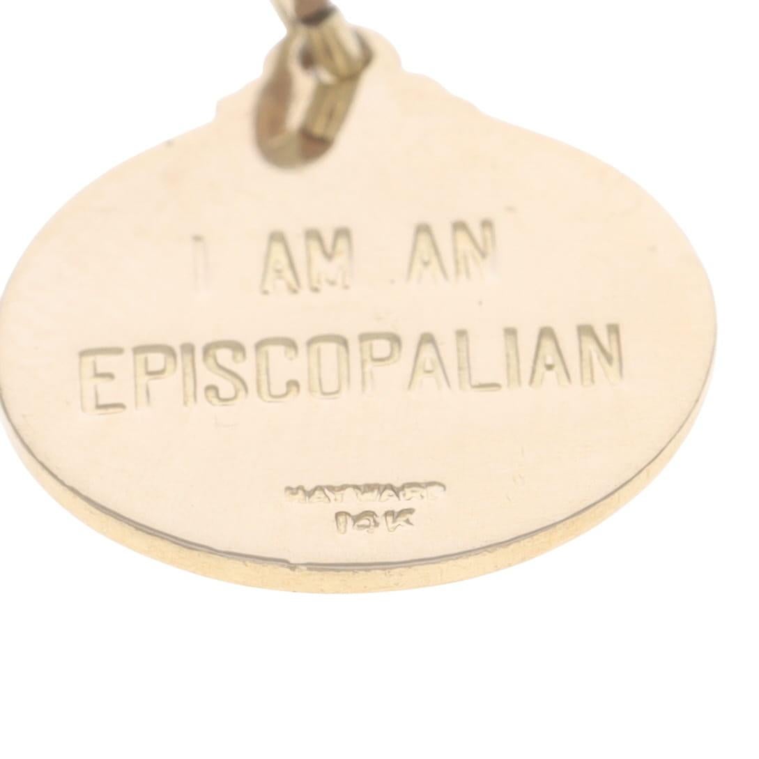 da uomo o donna Charm con scudo della chiesa episcopale in oro giallo - Fede 14k in vendita