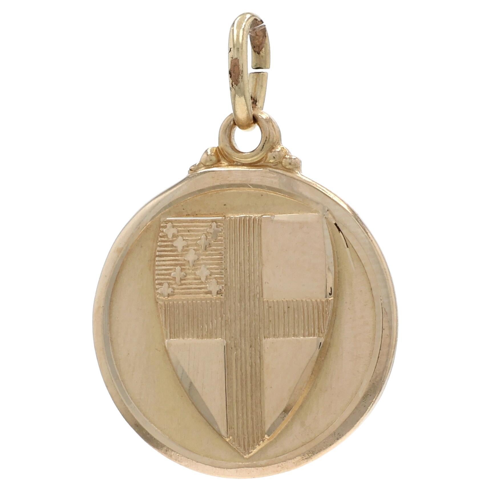 Charm con scudo della chiesa episcopale in oro giallo - Fede 14k
