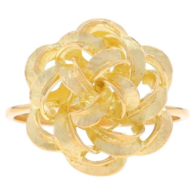 Yellow Gold Etched Bow Statement Ring - 18k Tied Ribbon