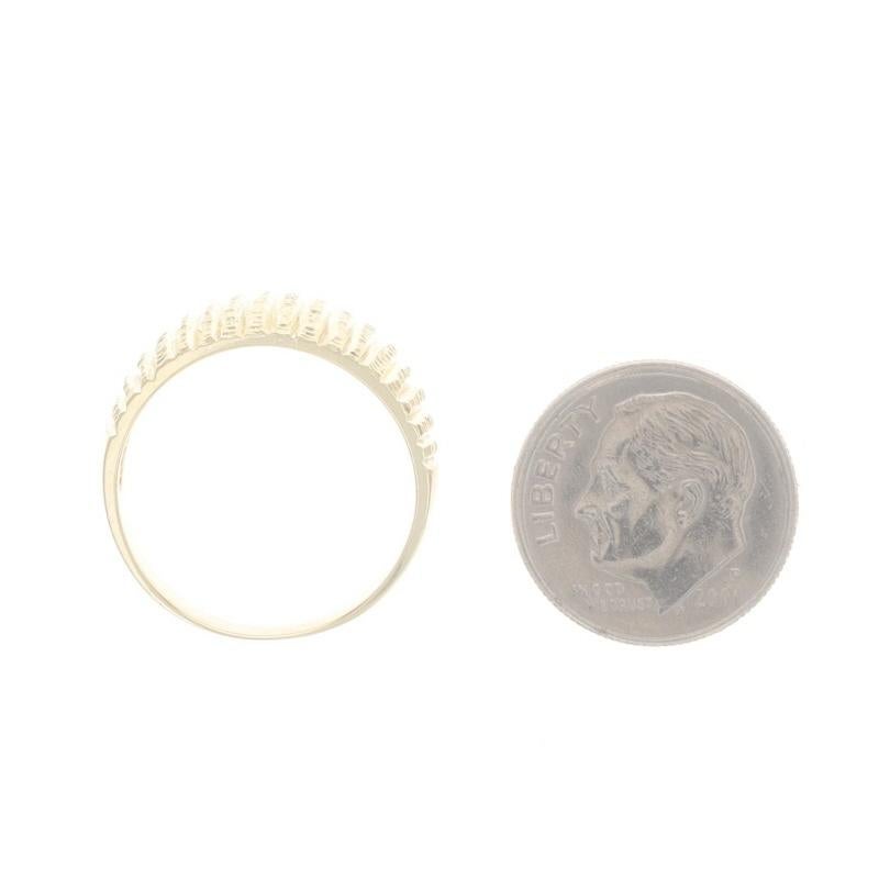 Gelbgold geätzte Dome Aussage Band - 14k gerippte Streifen Ring 2