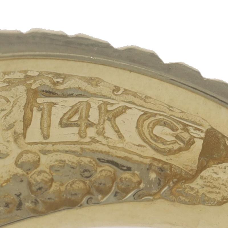 Gelbgold geätzte Dome Aussage Band - 14k gerippte Streifen Ring 3