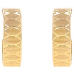 Gelbgold-Ohrringe mit geätzter halber Halskette - 14k durchbohrt