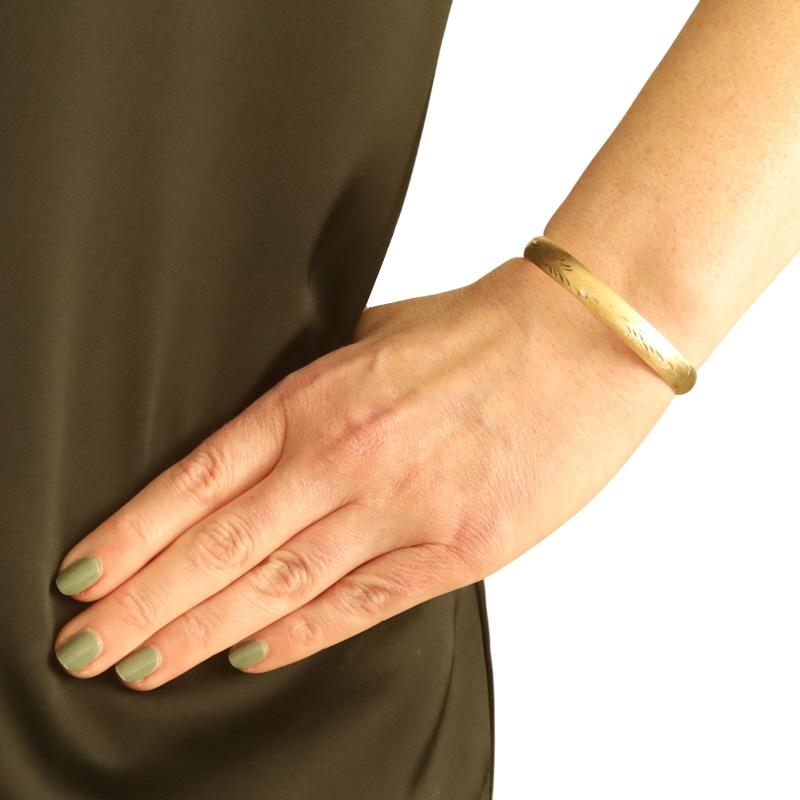 Bracelet en or jaune avec guirlande de feuilles 6 1/2