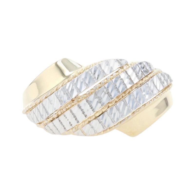 Yellow Gold Dome Statement Ring 14k Latticework Etched For Sale at 1stDibs