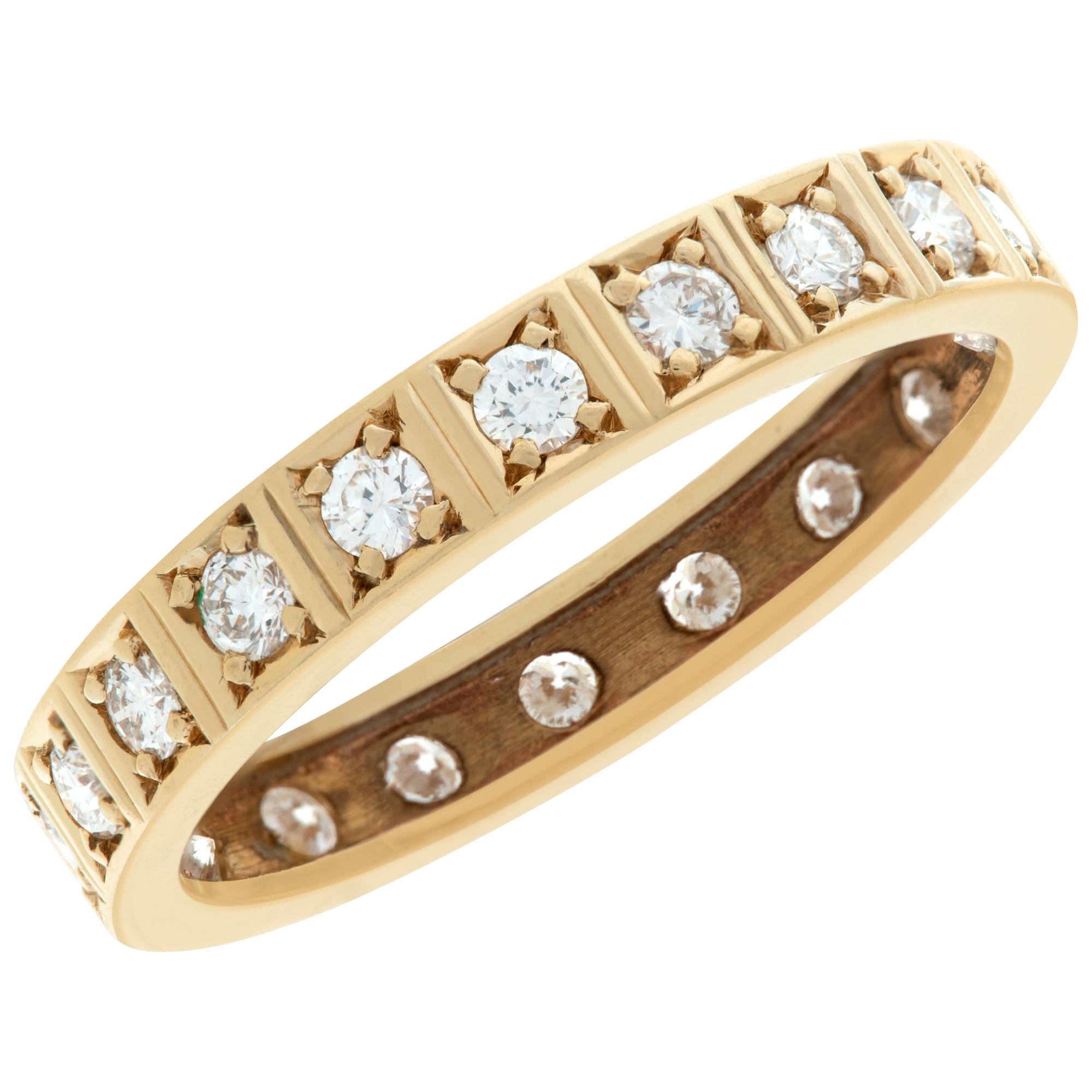 Yellow gold eternity band with diamonds In Excellent Condition For Sale In Surfside, FL