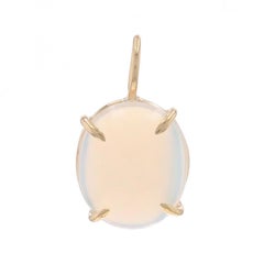 Yellow Gold Ethiopian Opal Solitaire Pendant 14k Oval Cabochon 3.00ct