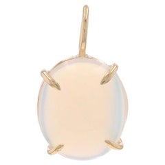 Ciondolo solitario in oro giallo etiope Opale 14k Cabochon ovale 3,00ct