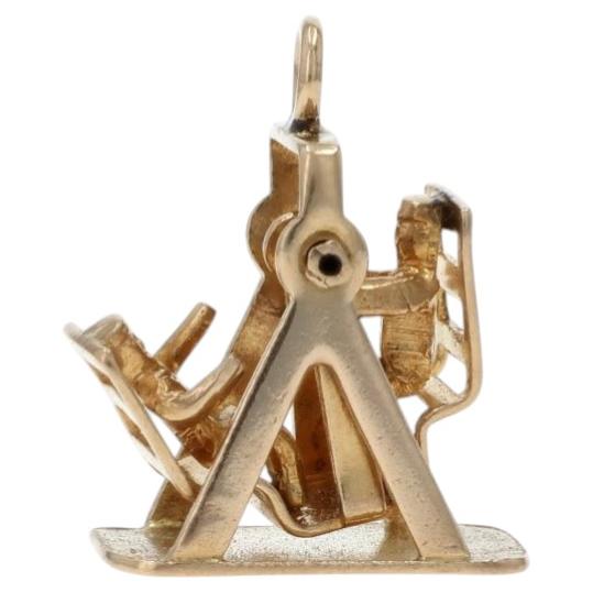 Gelbgold Gesicht-zu-Gesicht-Schaukel Charm - 14k Garten-Rasen-Gleiter-Bewegungen