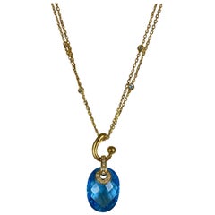 Hammerman Brothers Yellow Gold Faceted Blue Topaz Pendant Hammerman Brothers Yellow Gold Faceted Blue Topaz Pendant