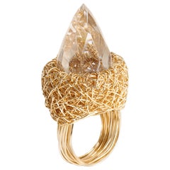 Yellow Gold Faceted Rock Crystal Cocktail Ring by Sheila Westera in Stock Yellow Gold Faceted Rock Crystal Cocktail Ring by Sheila Westera in Stock