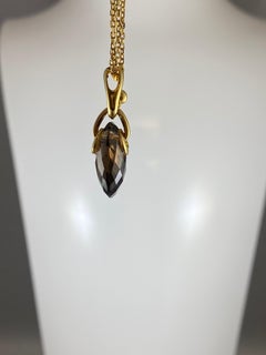 Hammerman Brothers Yellow Gold Faceted Smokey Topaz Pendant
