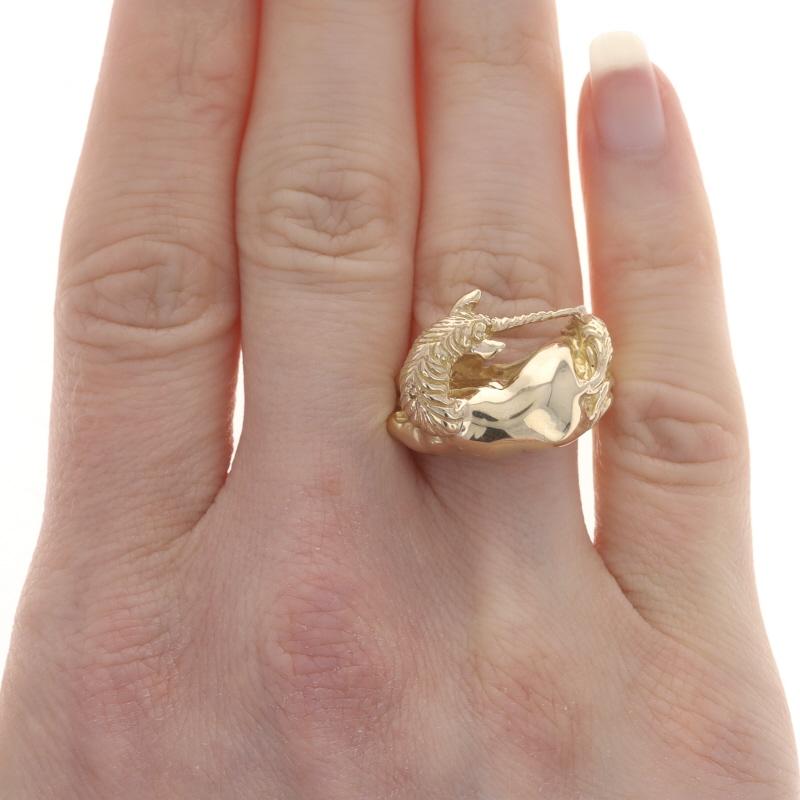 Yellow Gold Fairy Tale Unicorn Statement Ring - 14k In Excellent Condition For Sale In Greensboro, NC