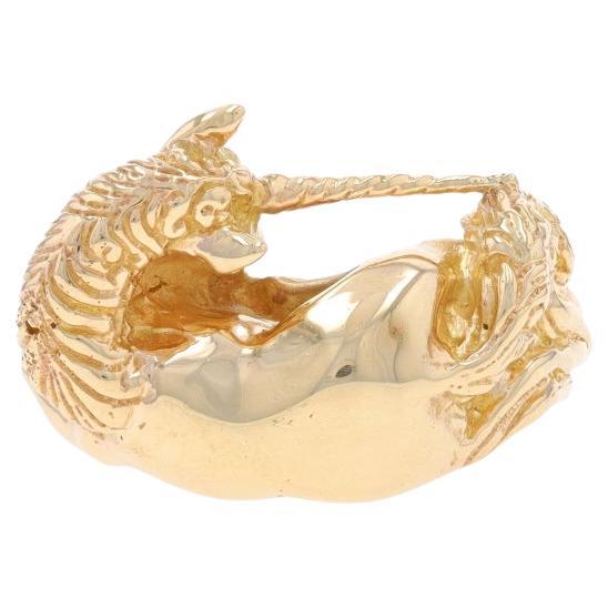 Yellow Gold Fairy Tale Unicorn Statement Ring - 14k For Sale