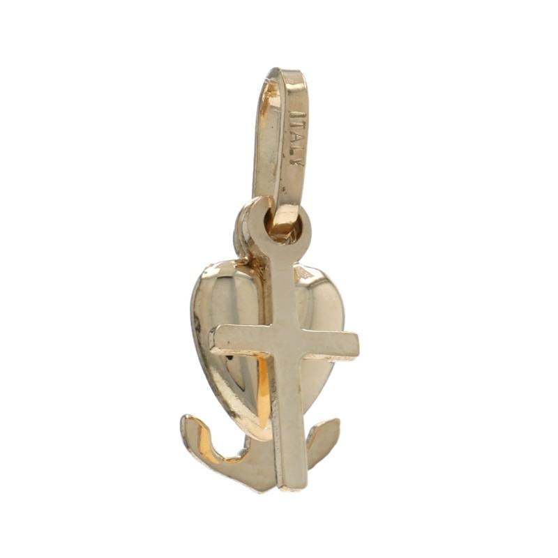 Charm en or jaune pour la foi, l'espoir et l'amour - Cadeau Croix, Ancre et Coeur 14k Pour femmes en vente