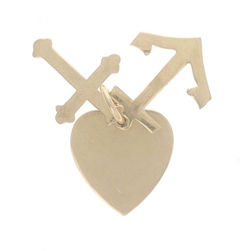 Women's or Men's Yellow Gold Faith, Hope, & Love Charm - 14k Cross, Anchor, & Heart Pendant For Sale
