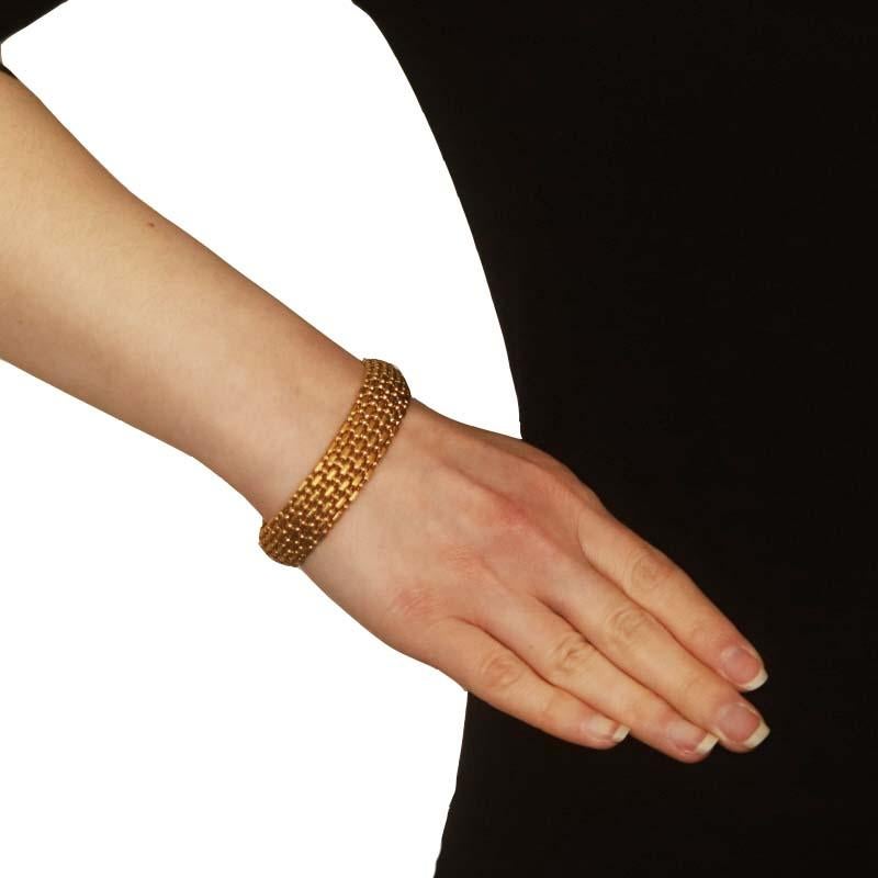 Yellow Gold Fancy Bead Chain Link Bracelet 7 1/2