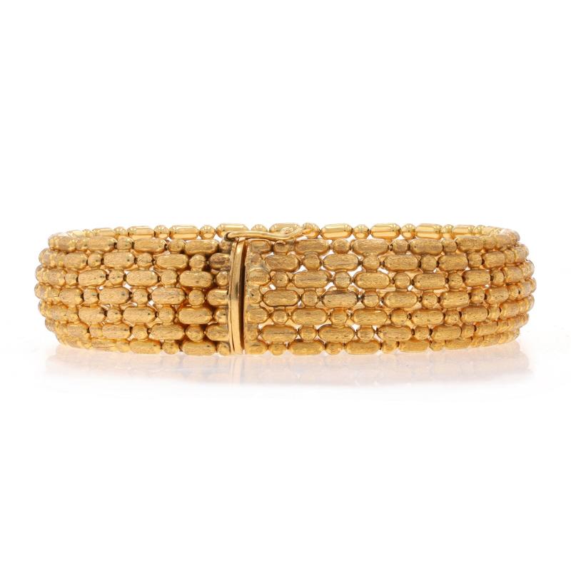 Yellow Gold Fancy Bead Chain Link Bracelet 7 1/2