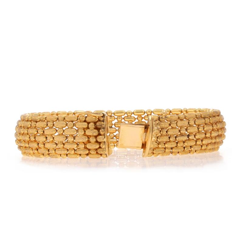 Yellow Gold Fancy Bead Chain Link Bracelet 7 1/2