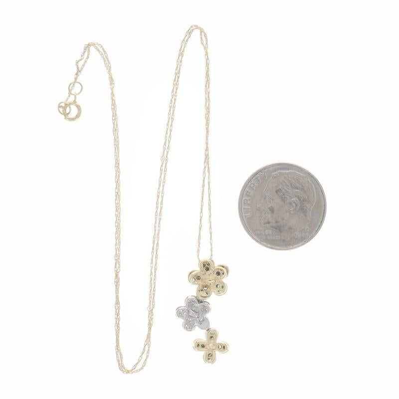 Collana Trio di fiori di diamanti blu in oro giallo da 17