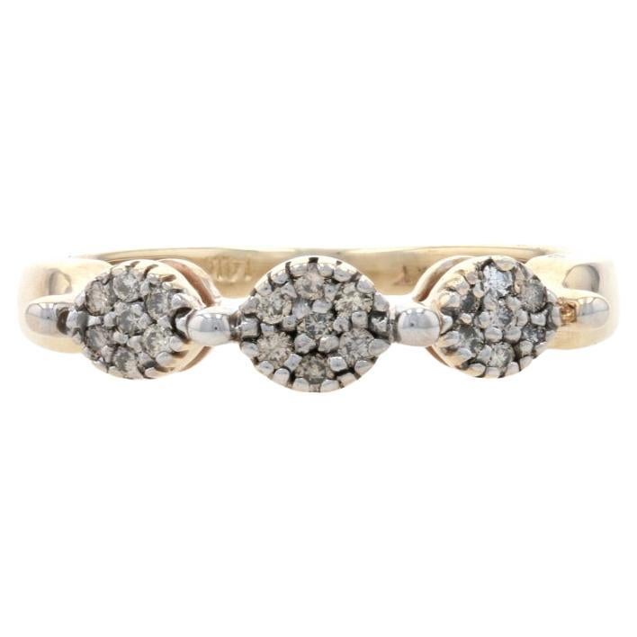 Yellow Gold Fancy Brown Diamond Cluster Band - 14k Round Brilliant Cut .20ctw