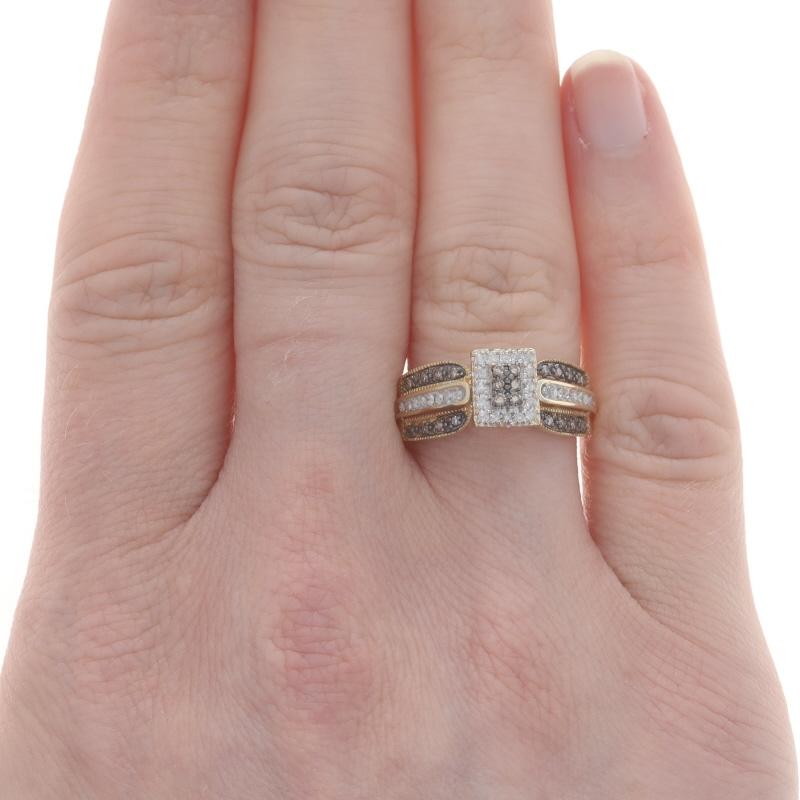 Single Cut Yellow Gold Fancy Brown Diamond Cluster Halo Ring 10k Single Ct.30ctw Engagement