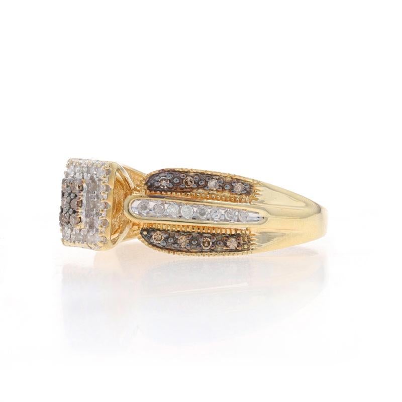 Yellow Gold Fancy Brown Diamond Cluster Halo Ring 10k Single Ct.30ctw Engagement In Excellent Condition In Greensboro, NC