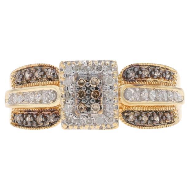 Yellow Gold Fancy Brown Diamond Cluster Halo Ring 10k Single Ct.30ctw Engagement